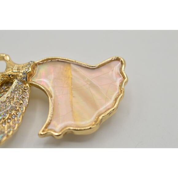 Dana Buchman Vintage Pin Brooch Mother Pearl Abalone Angel Glitter Christmas 9B - Picture 4 of 12